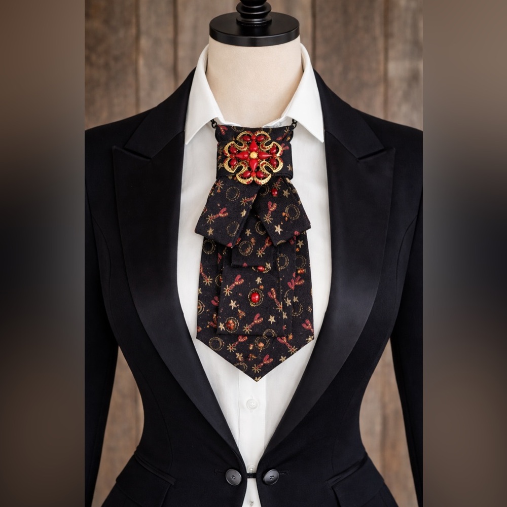 Circle S Western Necktie Necklace Brooch and Chain Rodeo Horse Equestrian - Picture 9 of 11